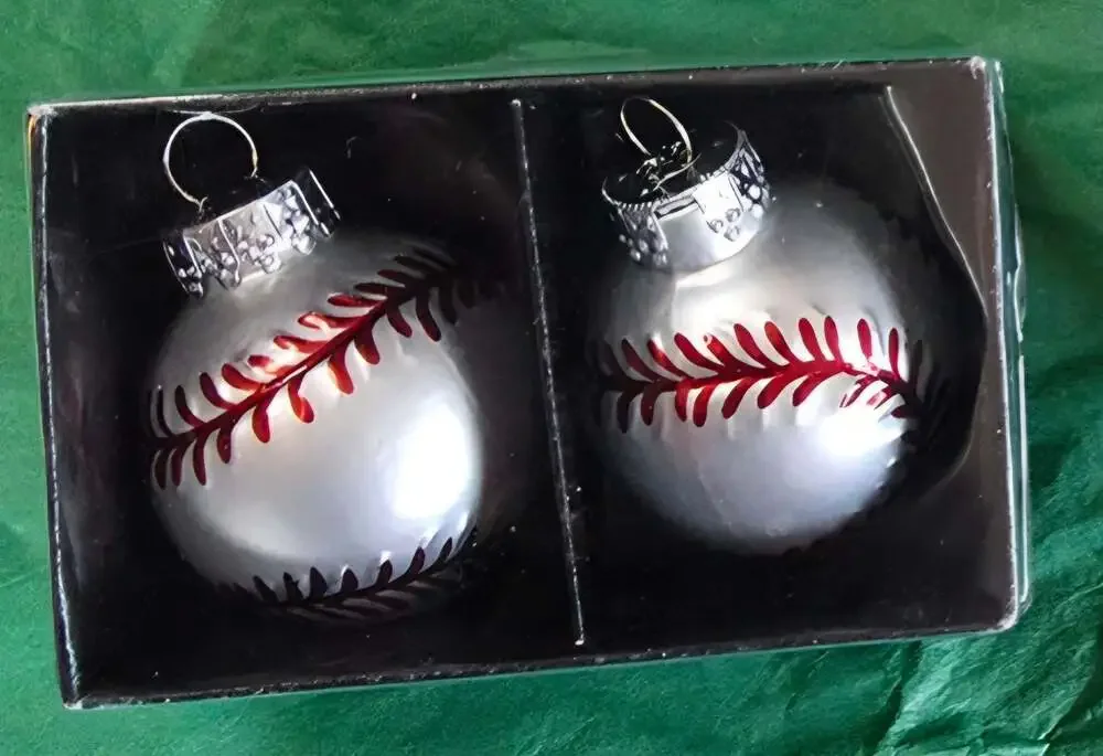 Michaels Holiday Lodge Baseball Christmas Ornaments 2pc Set x 2 boxes